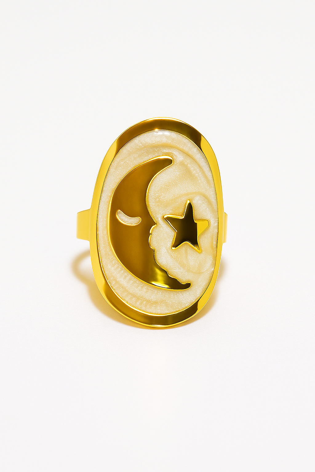 Celestial Moon and Star Gold Ring