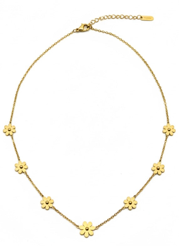 Dainty Gold Daisy Charm Choker Necklace