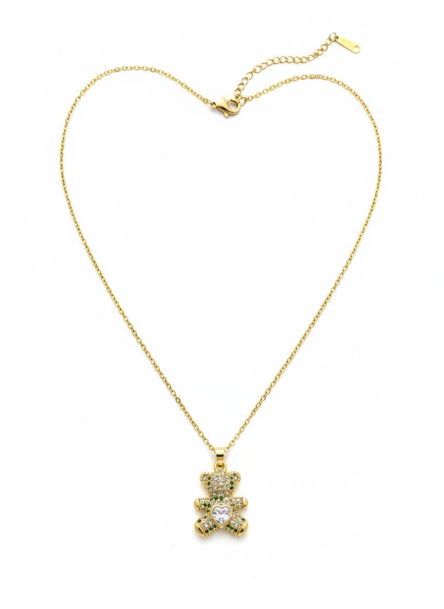 Sparkling Crystal Teddy Bear Necklace