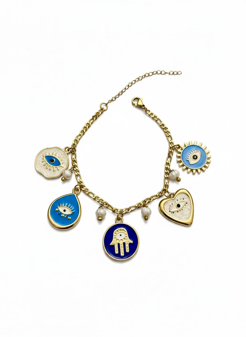 Golden Nazar Charm Bracelet