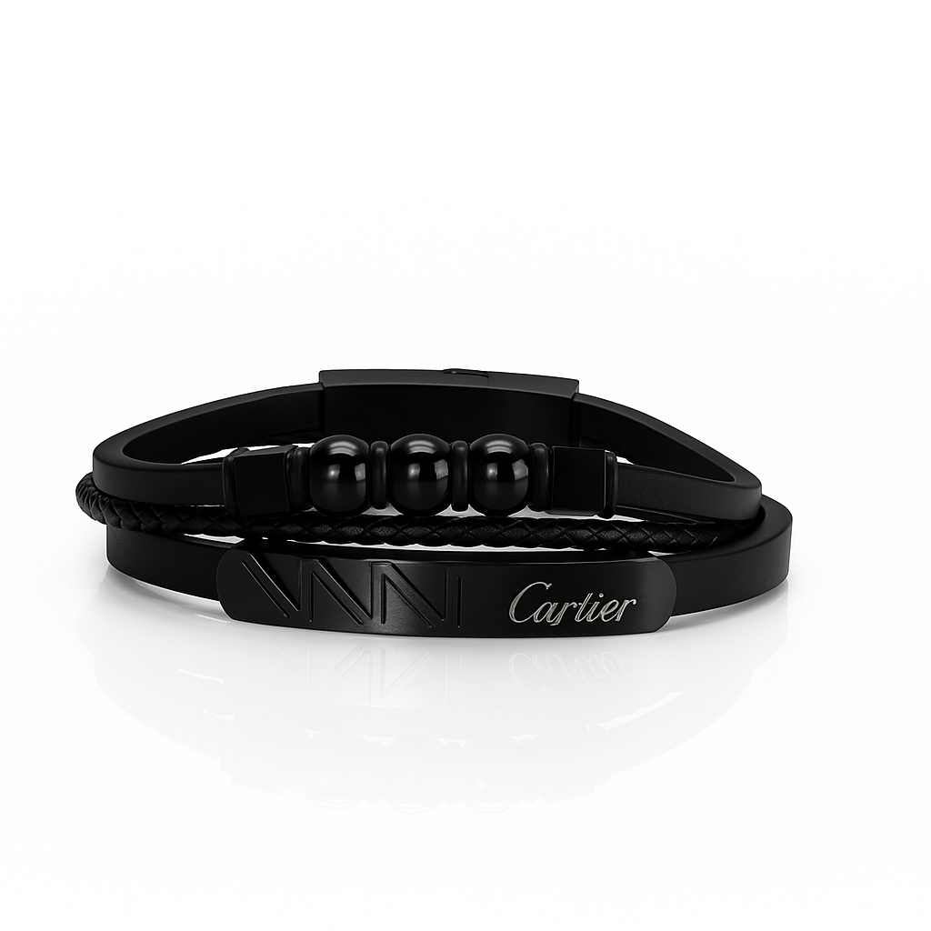 Cartier Stainless Steel and Leather Bracelet