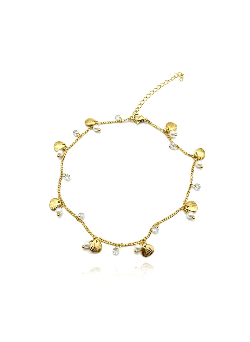 Shell & Pearl Charm Anklet
