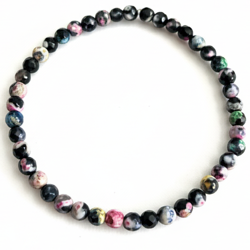 Midnight Blossom Agate Handmade Bracelet