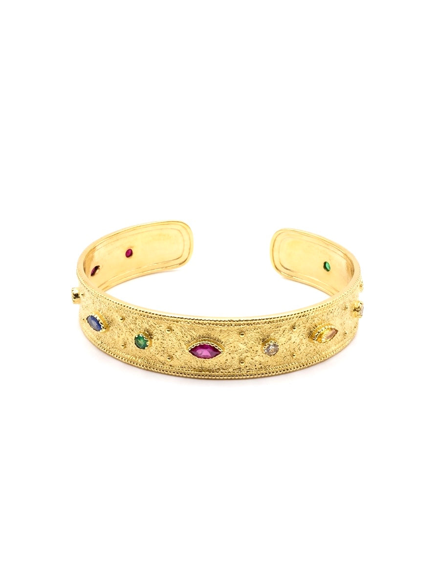 Celestial Gemstone Textured Cuff