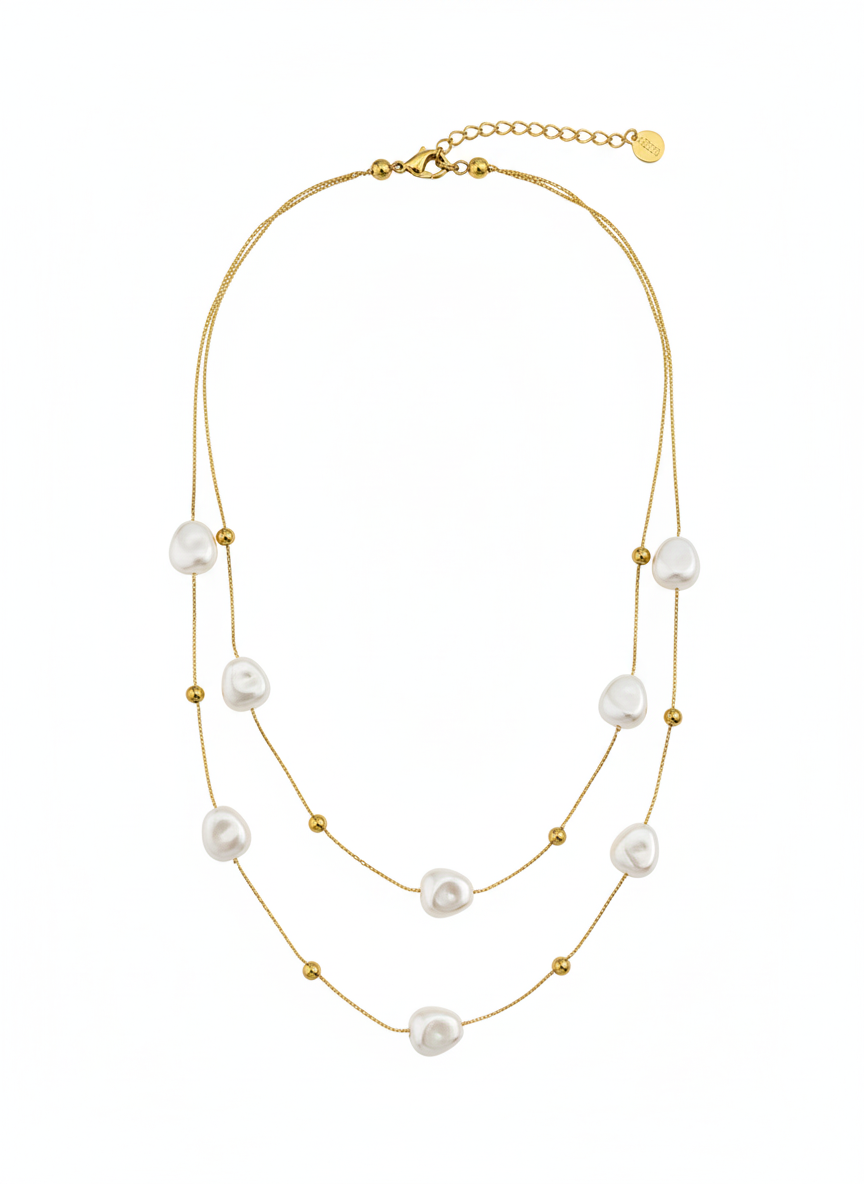 Floating Baroque Layered Chain Necklace