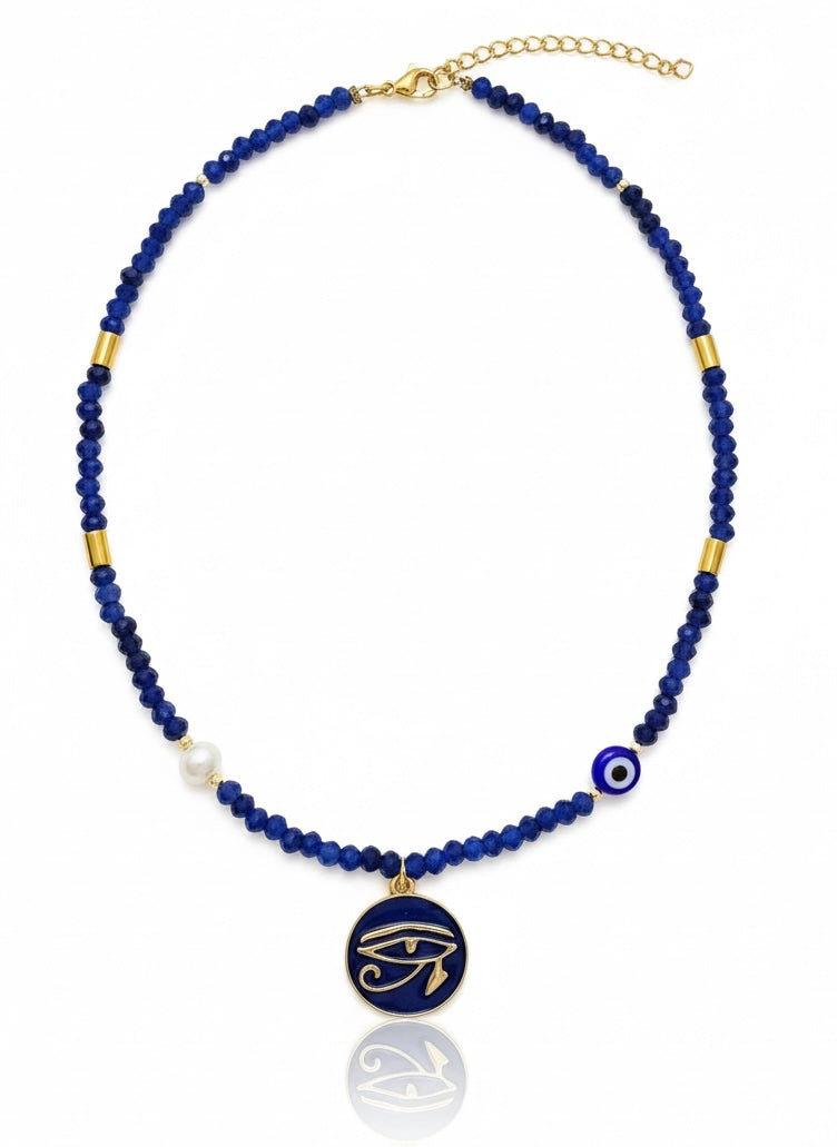 Handmade Lapis Eye of Horus Choker Necklace