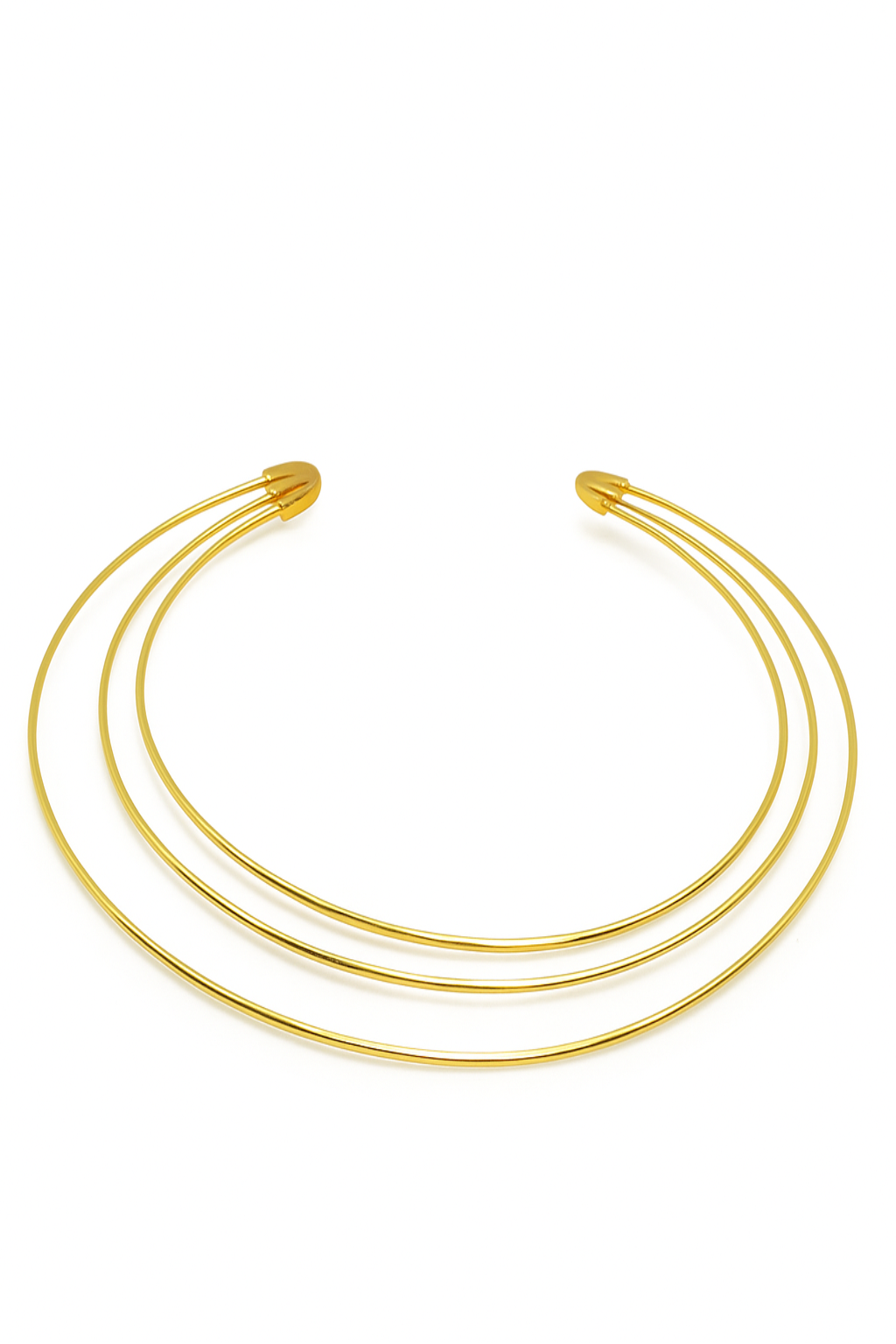 Gold Minimalist Stainless Steel Daily Jewelry Waterproof 3 Layer Cuff Choker Necklace Women