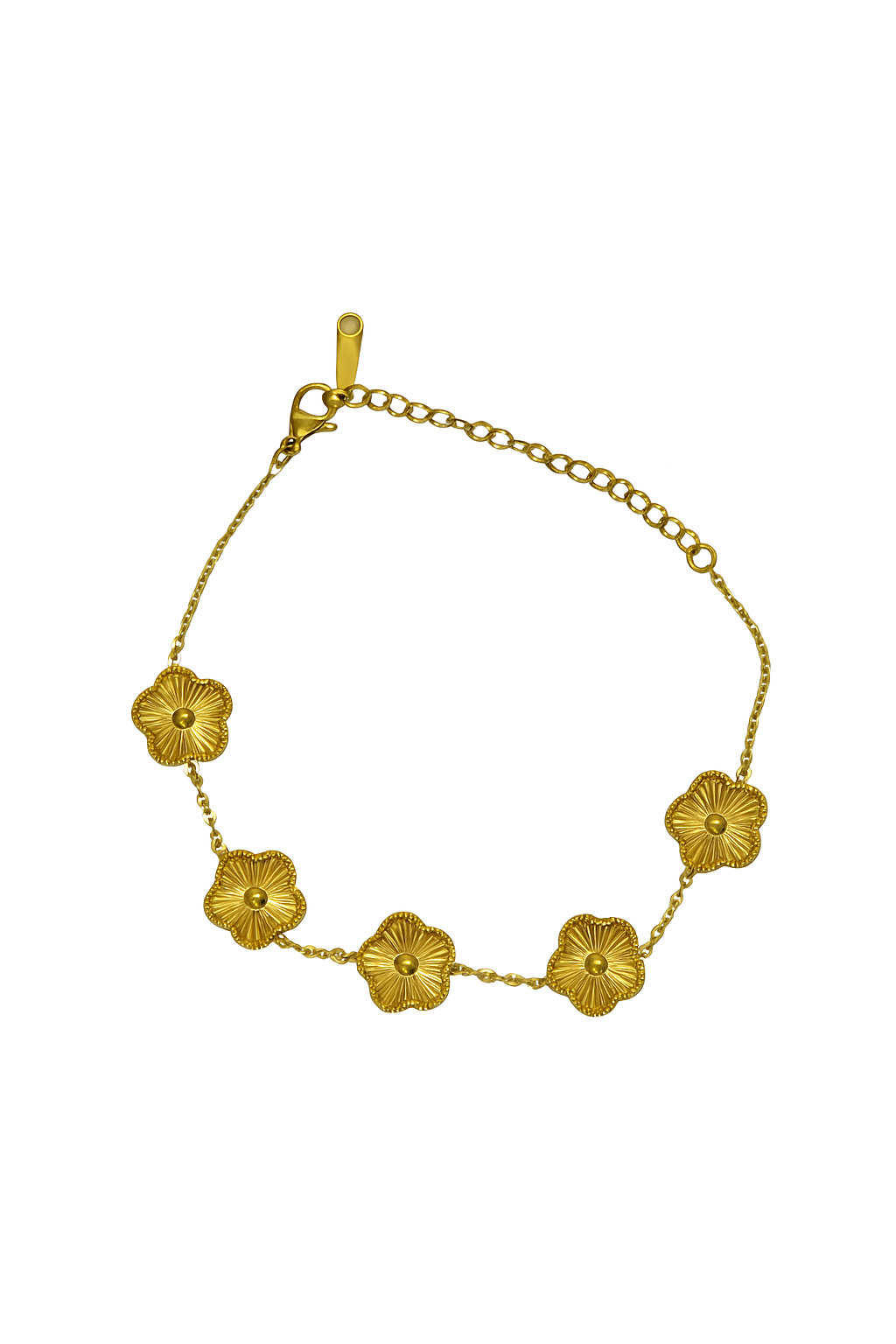 Gold Flower Charm Chain Bracelet