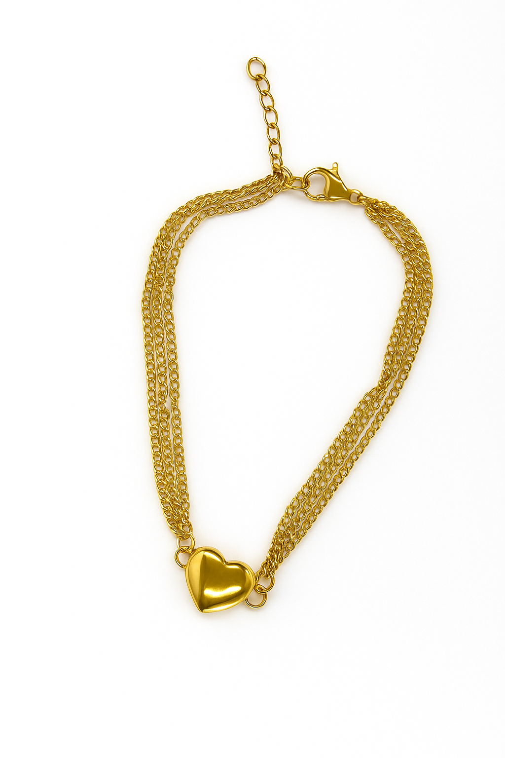  stainless steel Gold Heart Charm Multi-Chain Bracelet