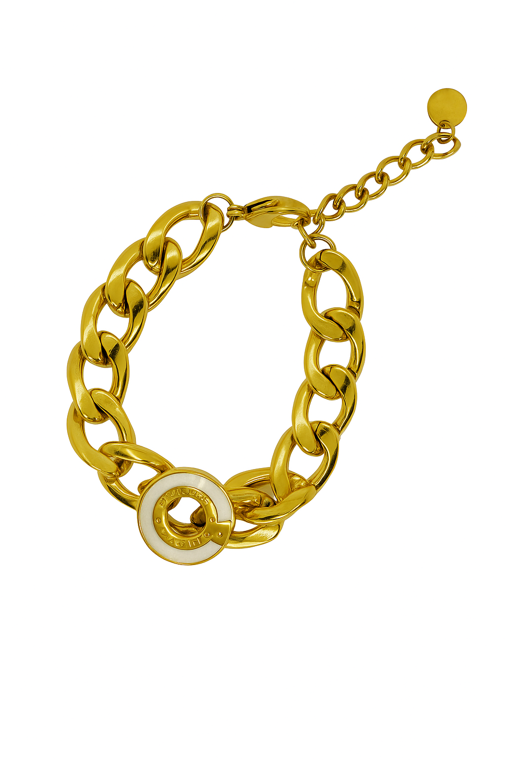 Bulk Chain Bracelet with Two-Tone Ring Charm