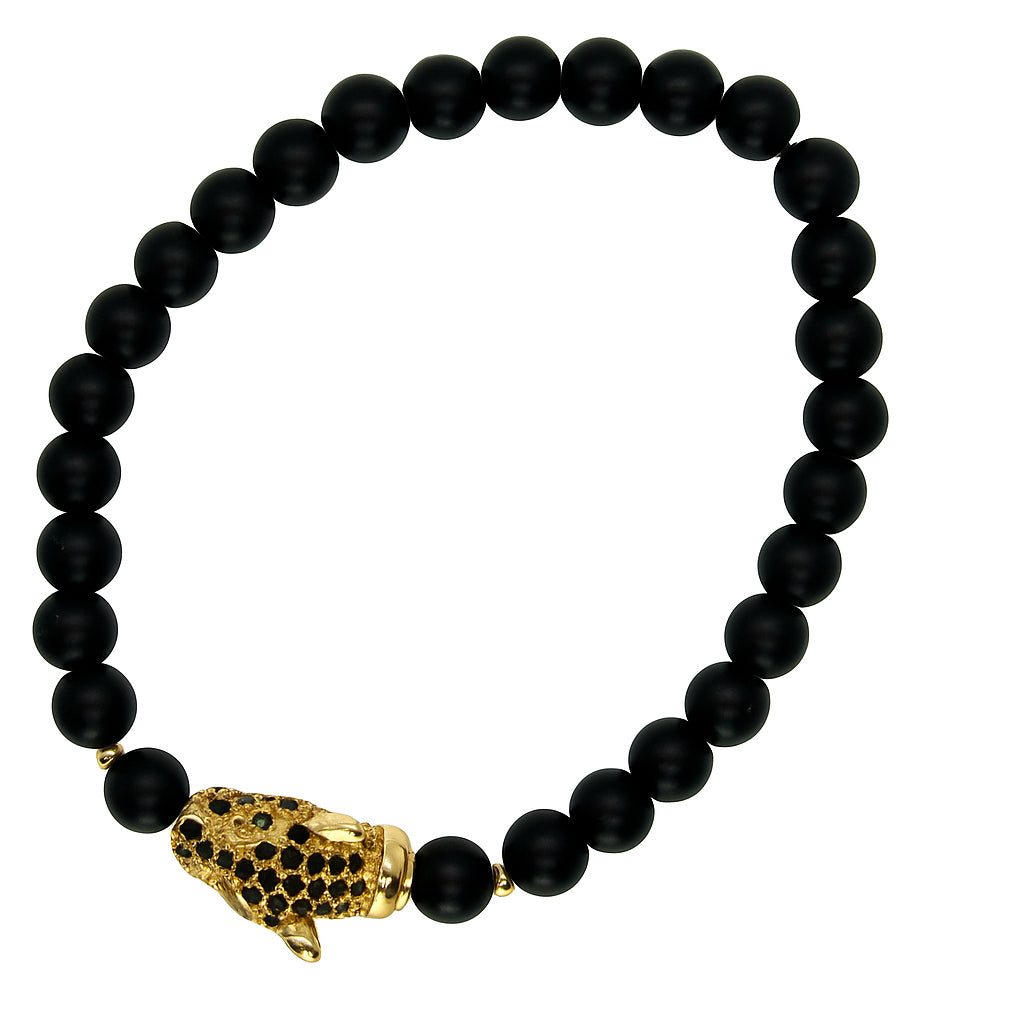 Gold charm Black Beaded Bracelet