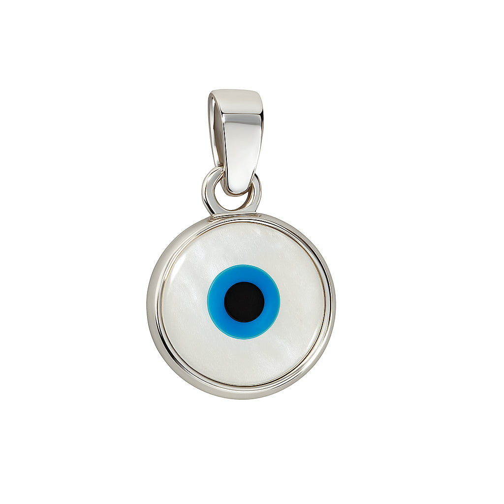 White Mother of Pearl Evil Eye Pendant Charm