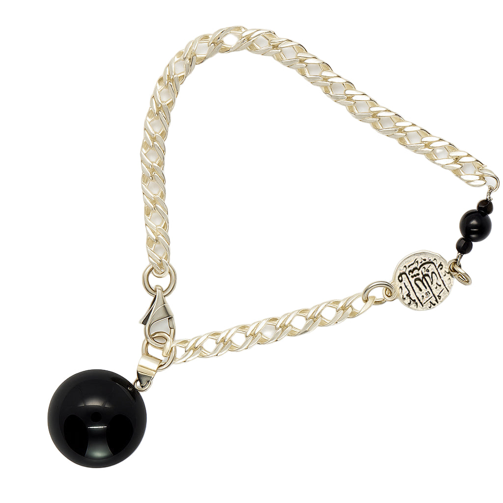 Charm & Black Pendant Chain Bracelet
