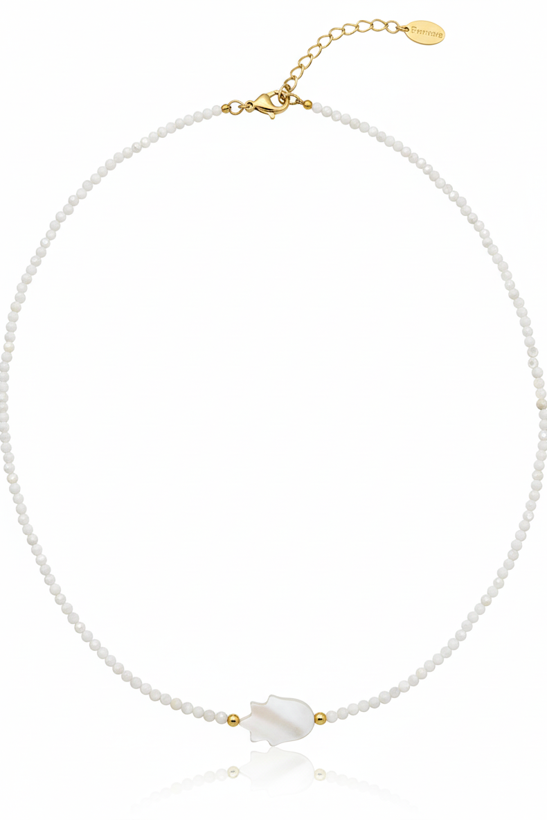 Pearlescent Hamsa Handmade Choker Necklace