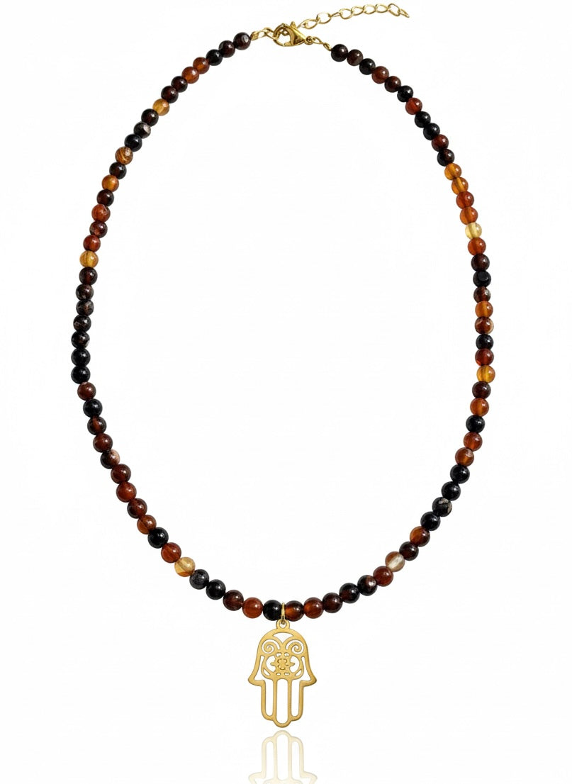 Handmade Boho Amber Hand Choker Necklace