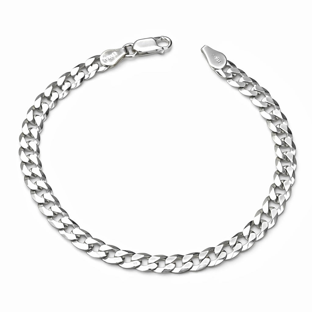 Silver 925 Classic Diamond-Cut Curb Link Bracelet