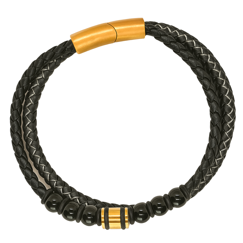 Leather and Bead Bracelet