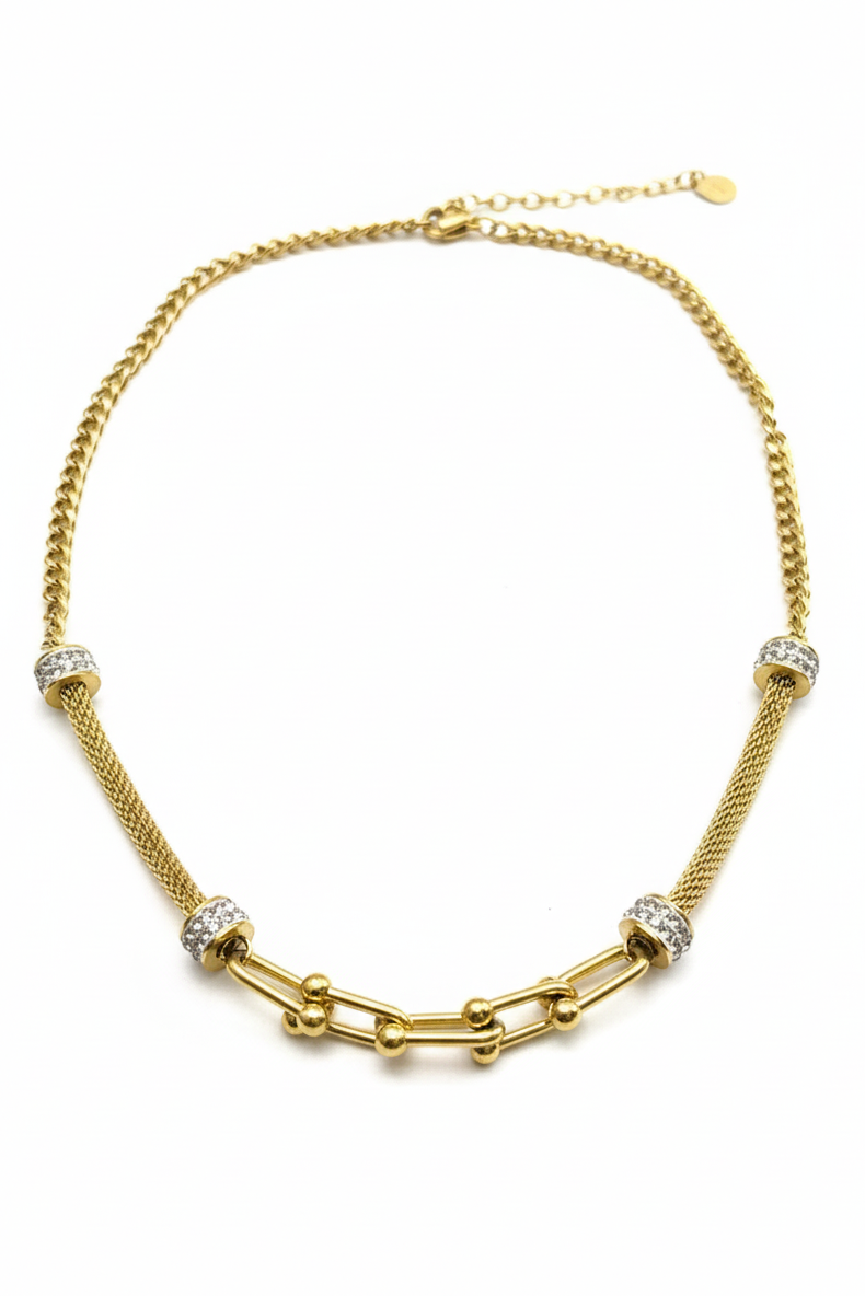 Pavé Link Mixed Chain Choker Necklace
