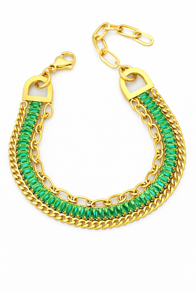 The Emerald Verdant Triple-Layer Bracelet
