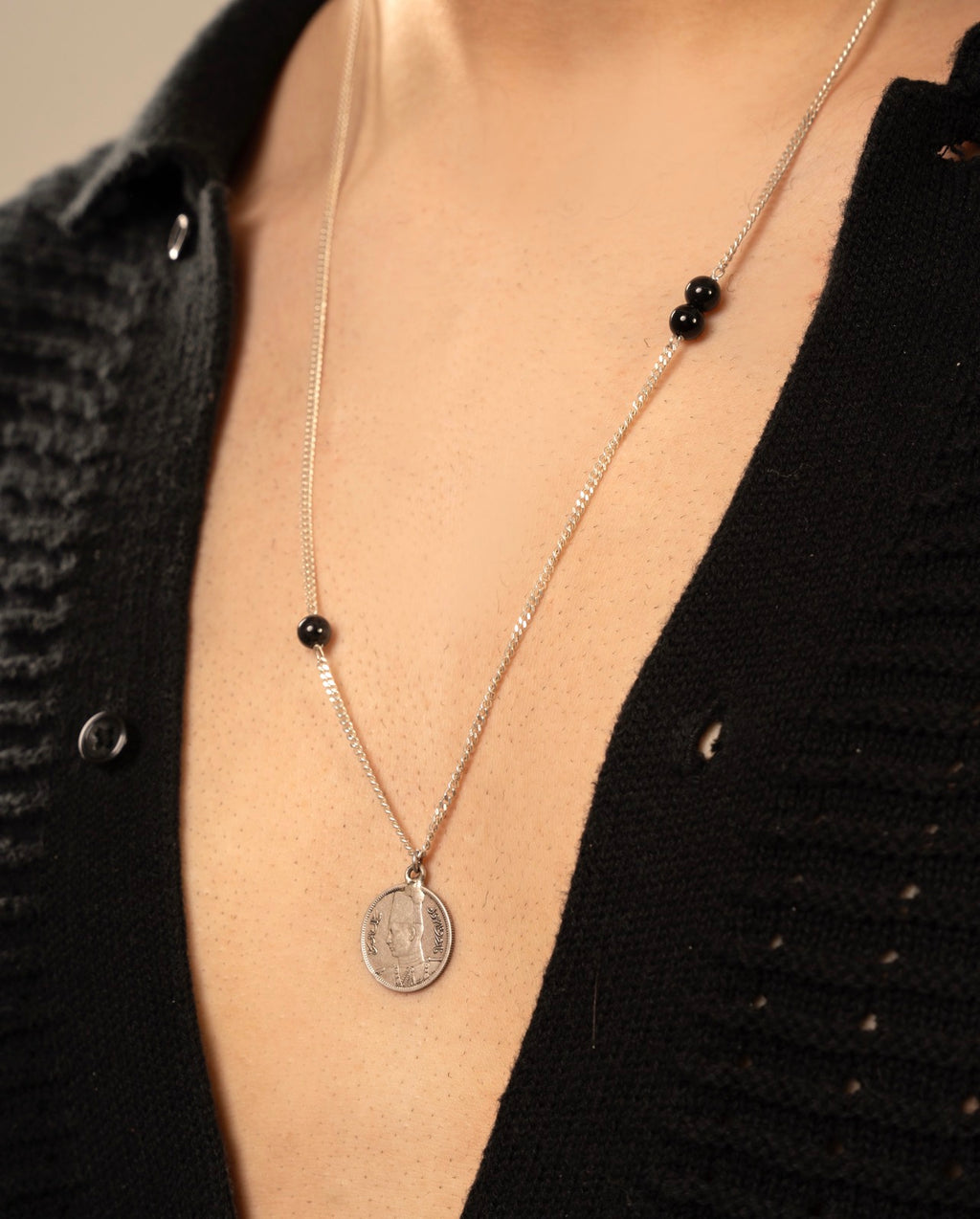 Artisan Onyx Coin Silver Necklace