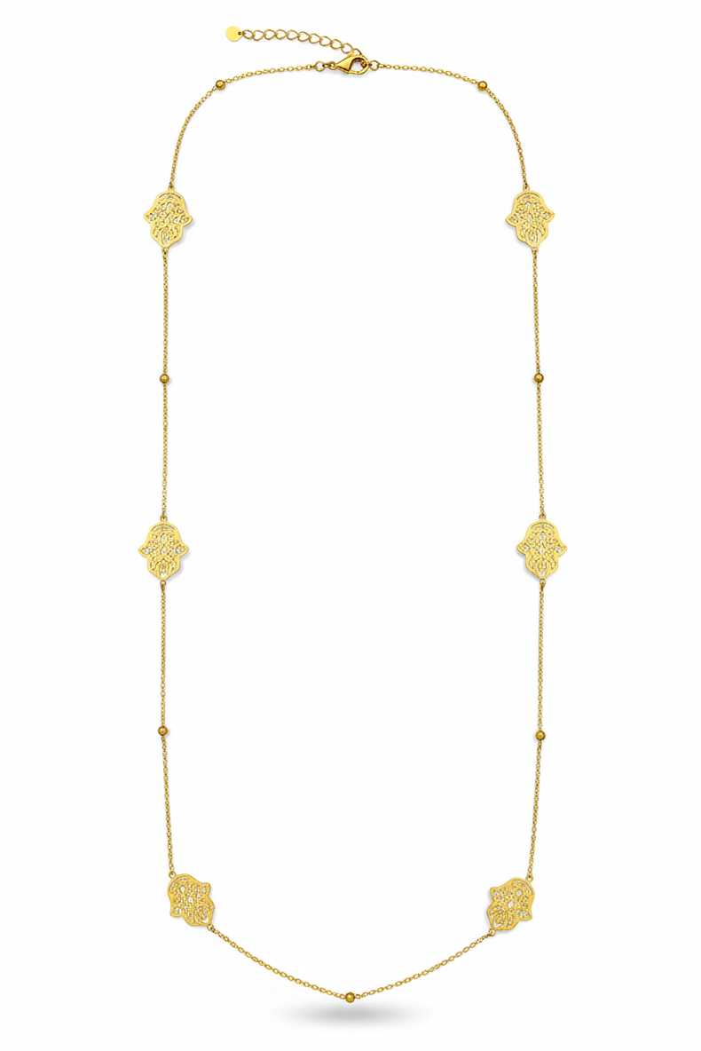 Filigree Hamsa Long Necklace