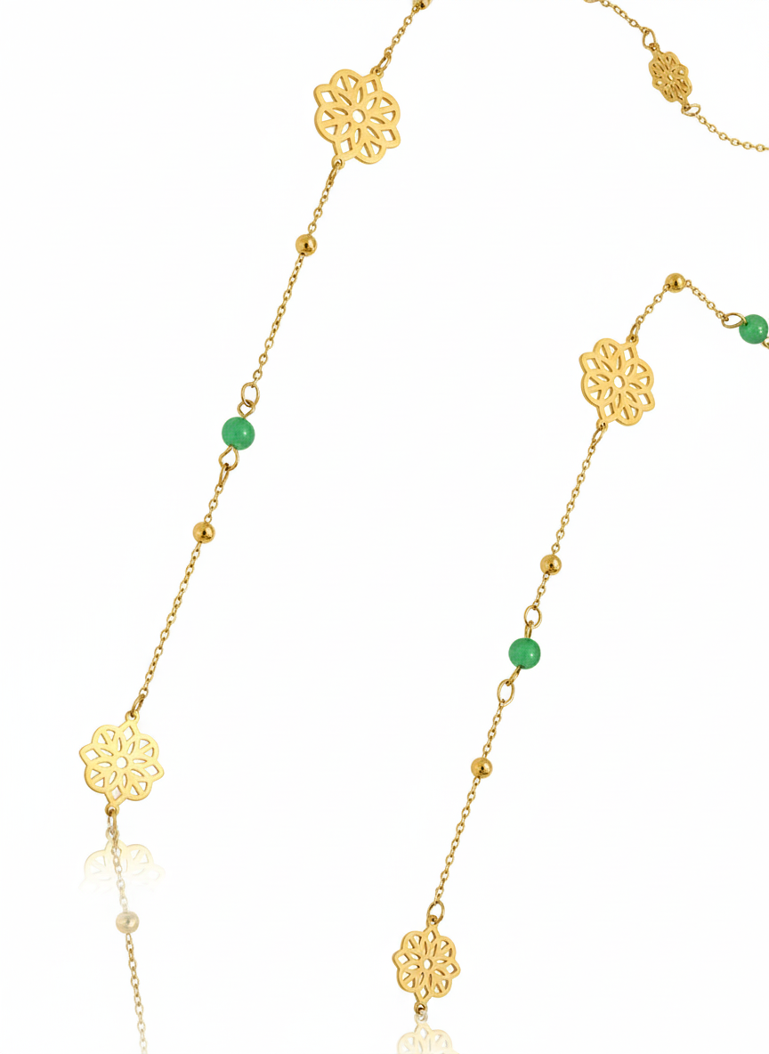 Rose & Bead Long Necklace