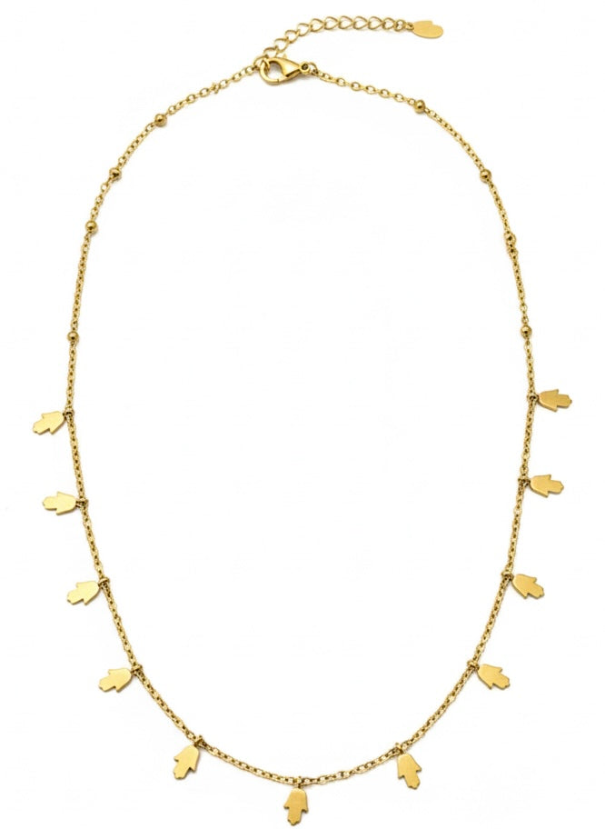 Dainty Gold Hamsa Charm Choker Necklace