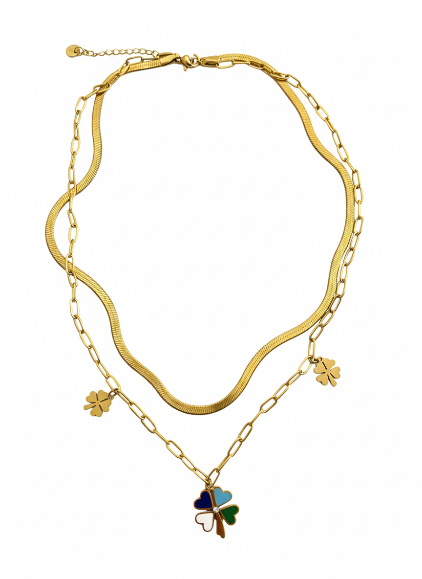 Lucky Clover Layered Set Necklace
