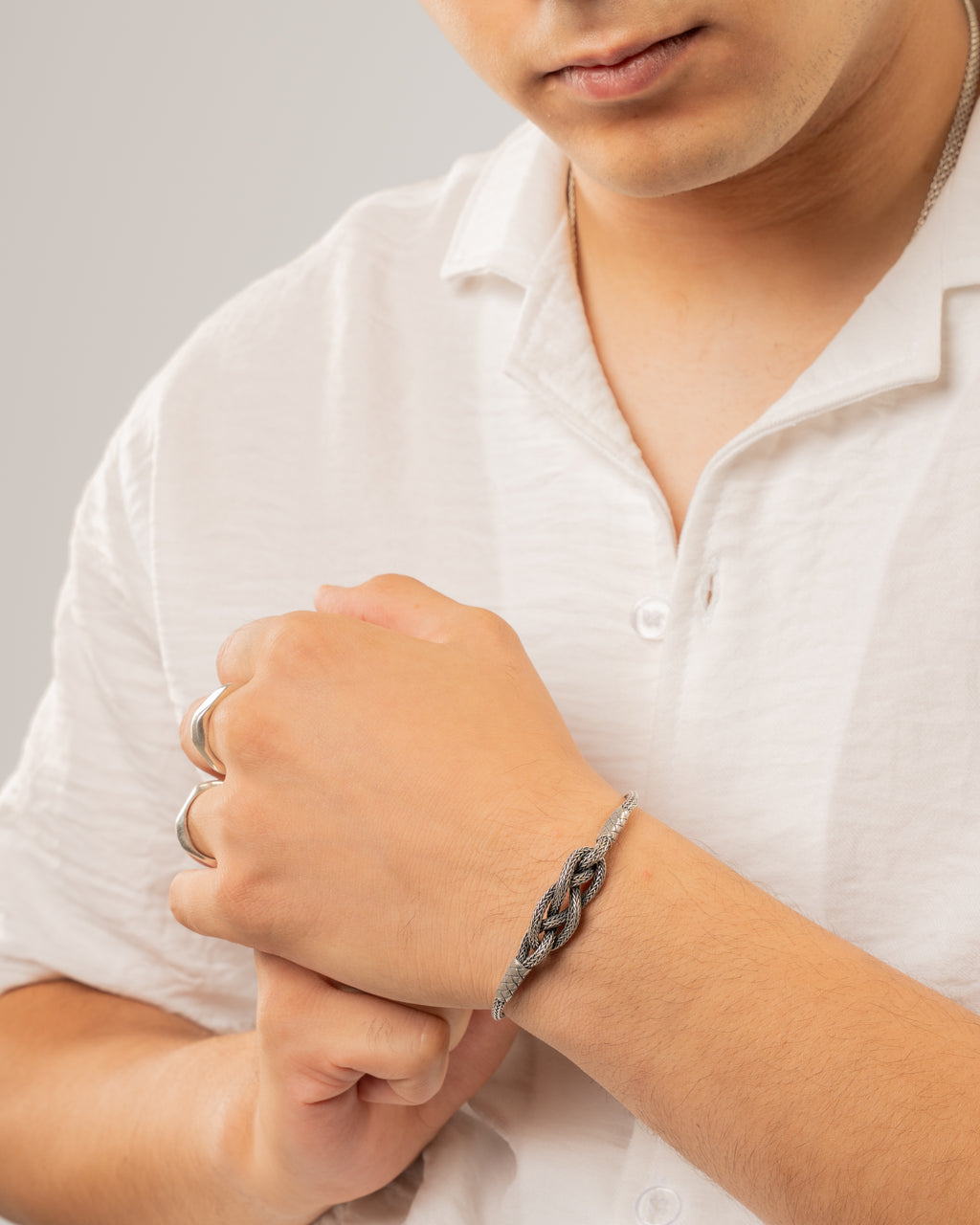 Silver Braided Wheat Chain Bracelet