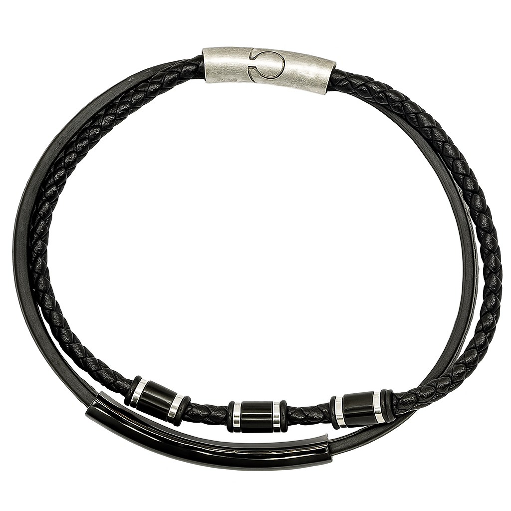 Emporio Armani Men's Braided Leather Bracelet