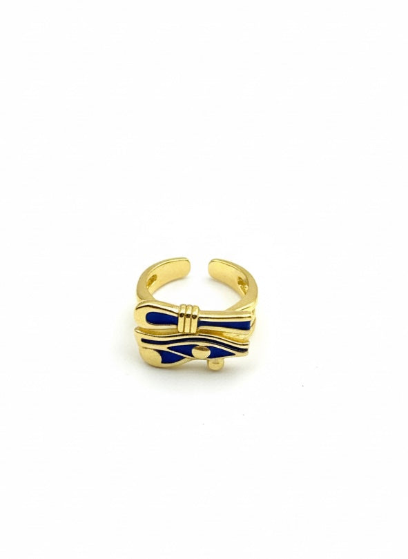Blue Eye of Horus Enamel Ring