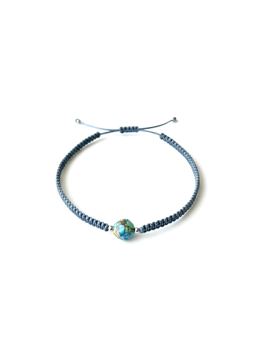 Handcrafted Blue Goldstone & Hematite Cord Bracelet