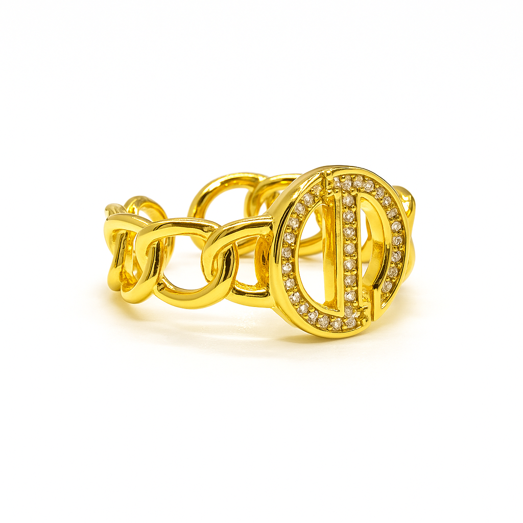 Chain Ring with Diamond Accent