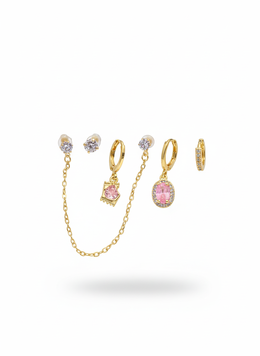 Pink Diamond Earring Set