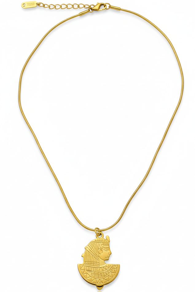 Cleopatra Profile Snake Chain Necklace