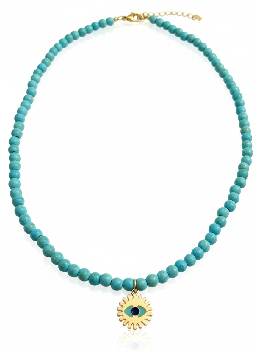 Handmade Azure Evil Eye Choker Necklace