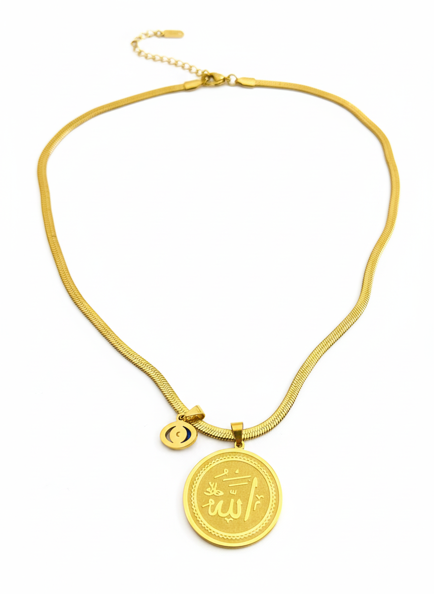 Ayat al-Kursi Medallion & Evil Eye Necklace