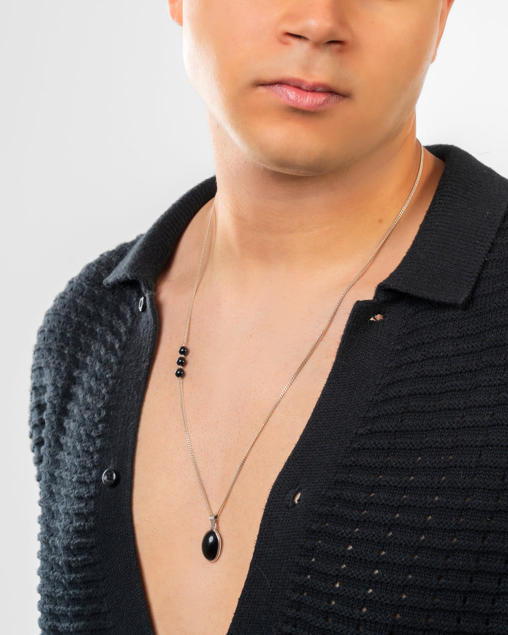 The Onyx Orbit Silver Necklace