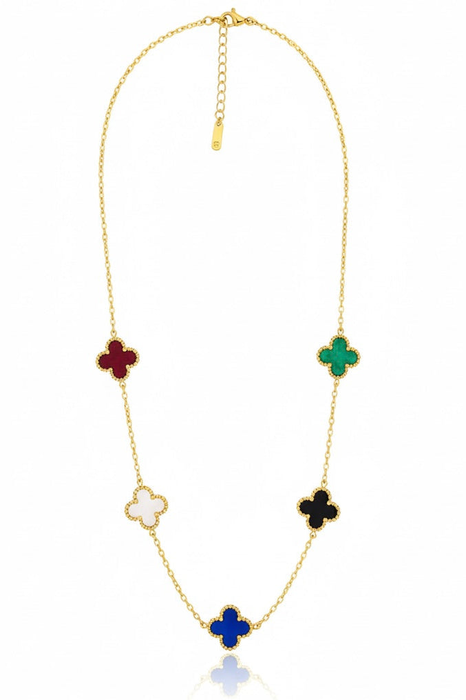 Multicolor 5-Motif Clover Necklace