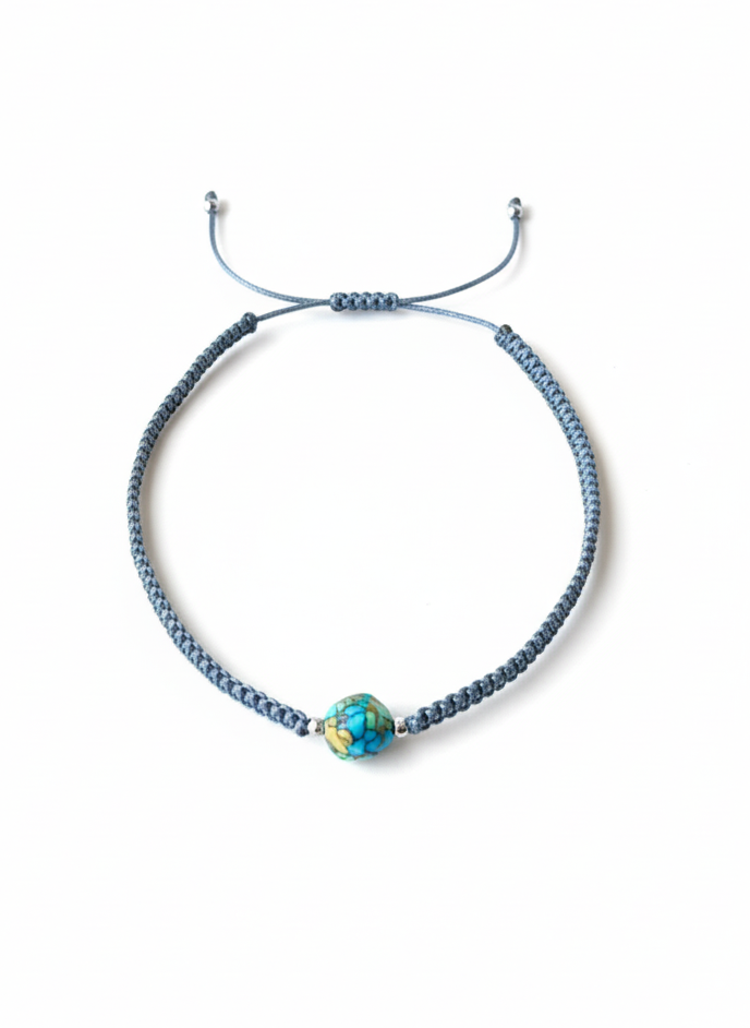 Handcrafted Blue Goldstone & Hematite Cord Bracelet