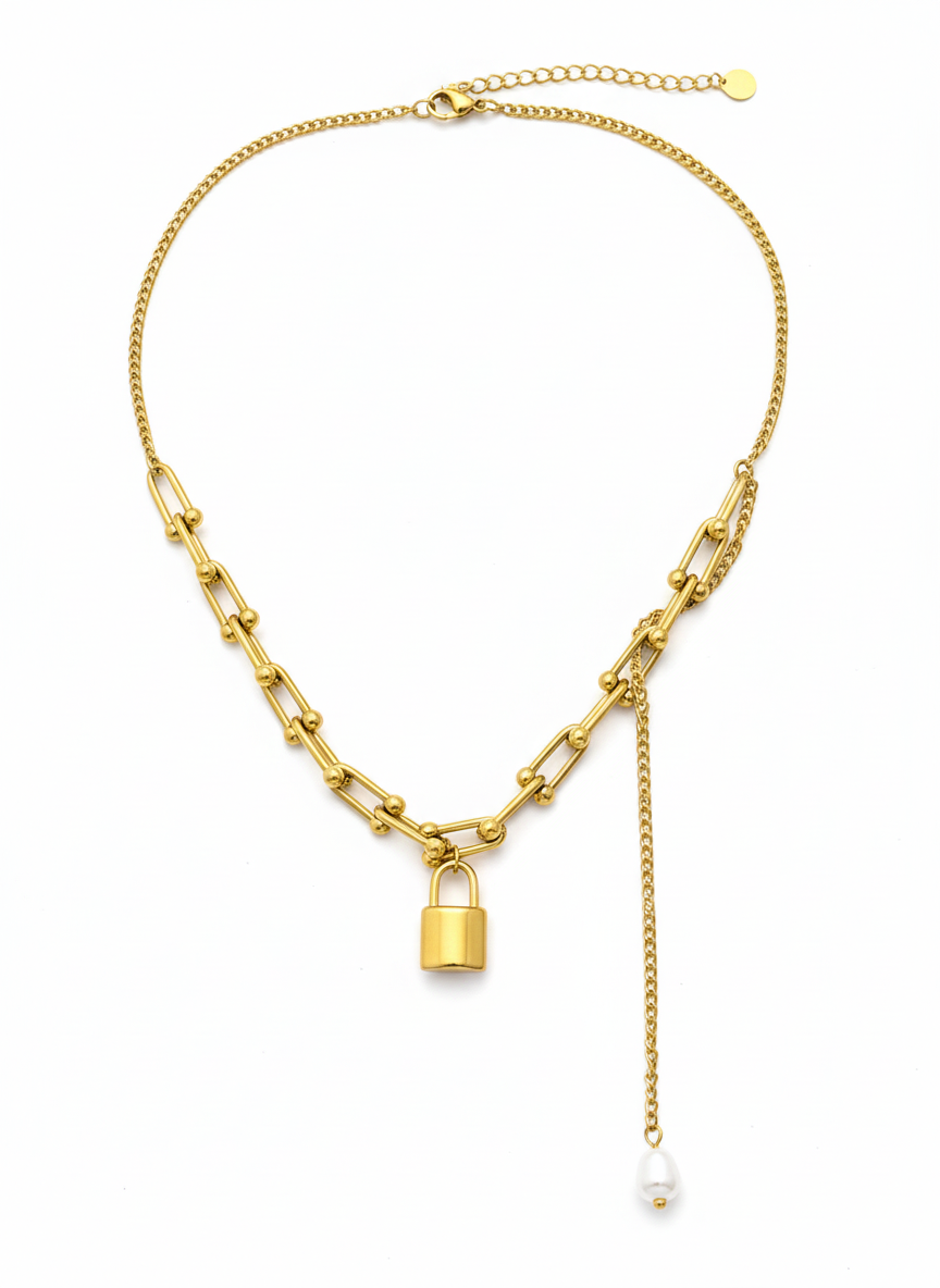 Padlock Pearl Necklace