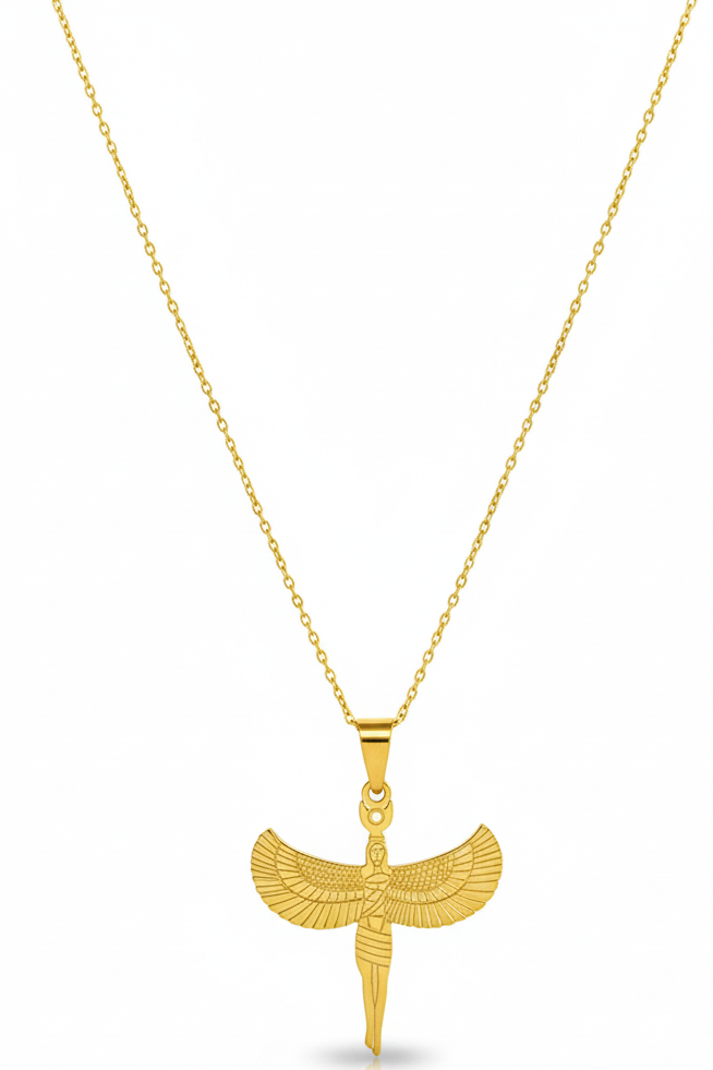 Gold Winged Goddess Necklace