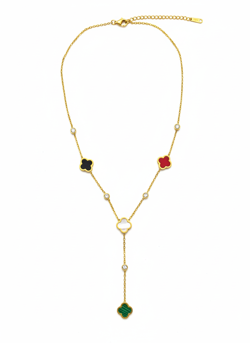 Multicolor Clover Lariat Necklace