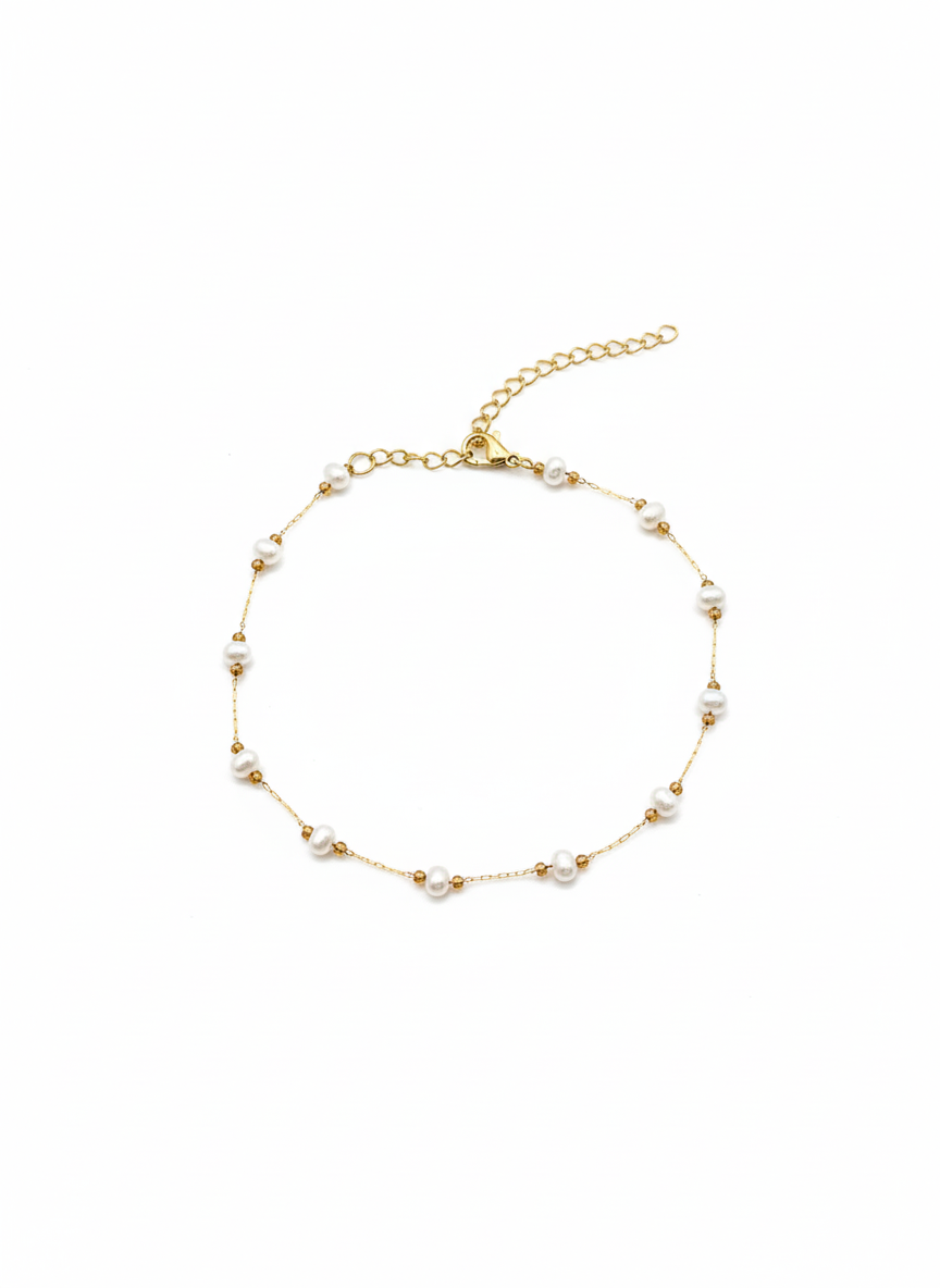 "Golden Coast Pearl Stream" Anklet
