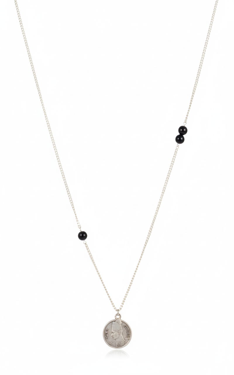 Artisan Onyx Coin Silver Necklace