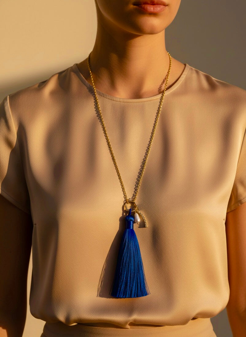 The Midnight Azure Charm Long Necklace