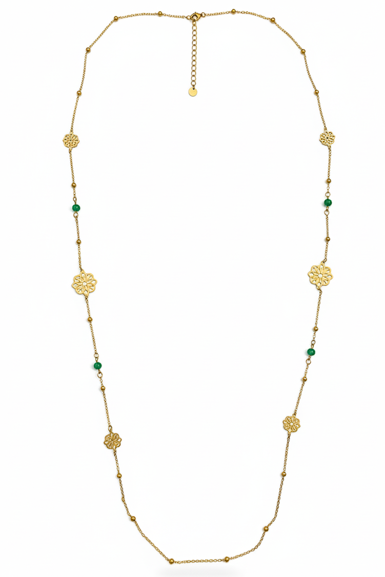 Rose & Bead Long Necklace