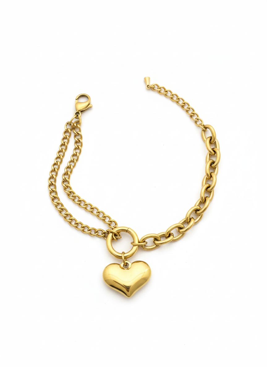 Heart Charm Chain Bracelet