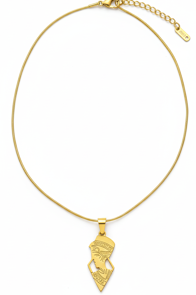 Nefertiti Profile Snake Chain Necklace