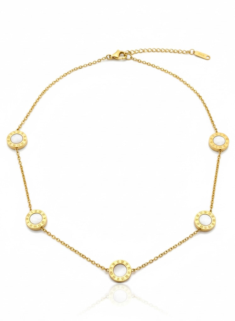 Roman Numeral Duo-Tone Station Necklace